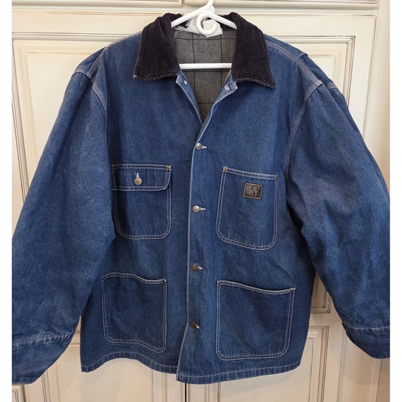 Vtg Walls Denim Chore Work Coat Mens 2x 3x‎ Blue Button Up - Picture 1 of 13